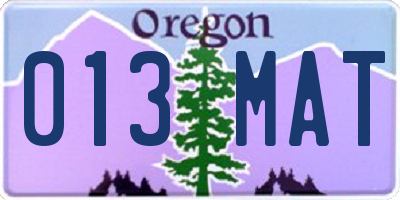 OR license plate 013MAT