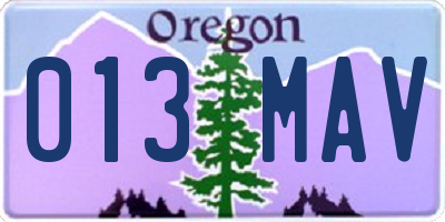 OR license plate 013MAV