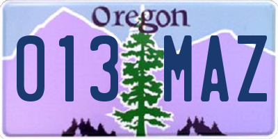 OR license plate 013MAZ