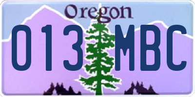 OR license plate 013MBC
