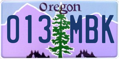OR license plate 013MBK
