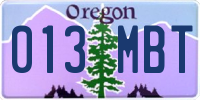 OR license plate 013MBT