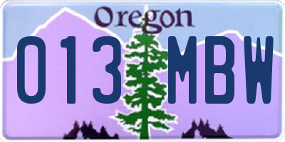 OR license plate 013MBW