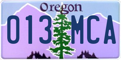 OR license plate 013MCA