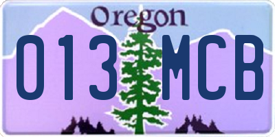 OR license plate 013MCB