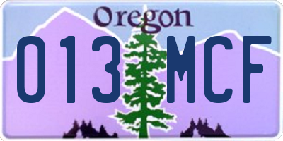 OR license plate 013MCF