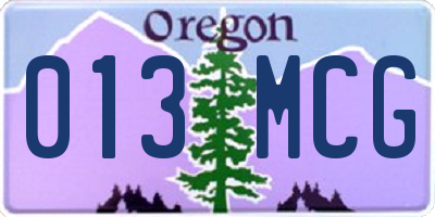 OR license plate 013MCG