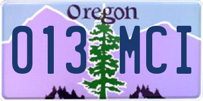 OR license plate 013MCI