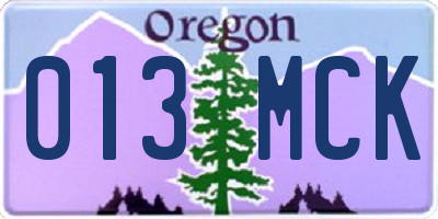 OR license plate 013MCK
