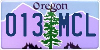 OR license plate 013MCL