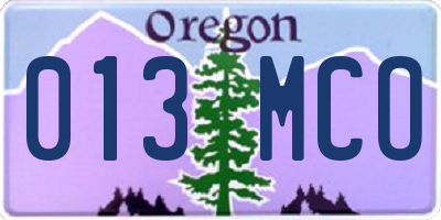OR license plate 013MCO