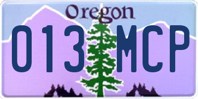 OR license plate 013MCP