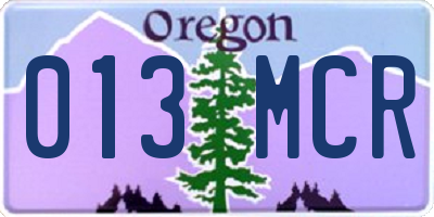 OR license plate 013MCR