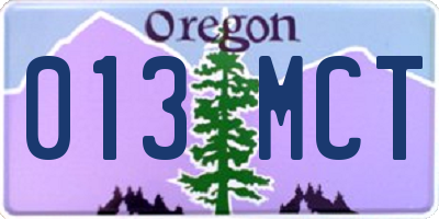 OR license plate 013MCT