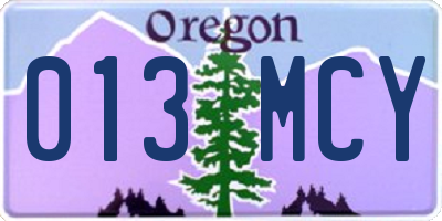 OR license plate 013MCY