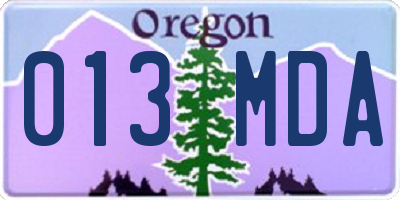 OR license plate 013MDA