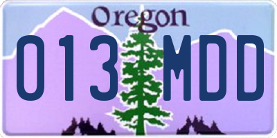 OR license plate 013MDD