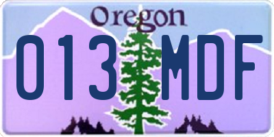 OR license plate 013MDF