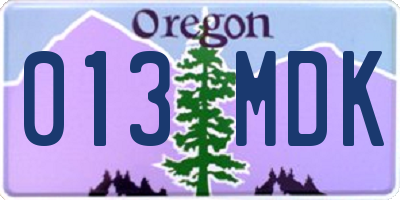OR license plate 013MDK