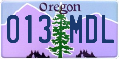 OR license plate 013MDL