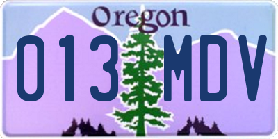OR license plate 013MDV