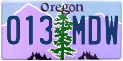 OR license plate 013MDW