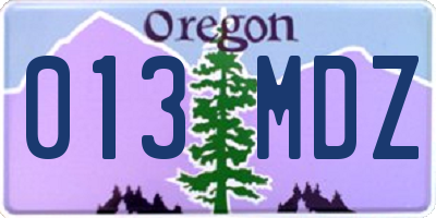 OR license plate 013MDZ