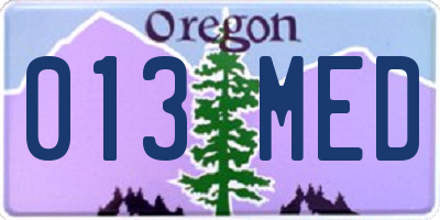OR license plate 013MED