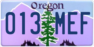 OR license plate 013MEF