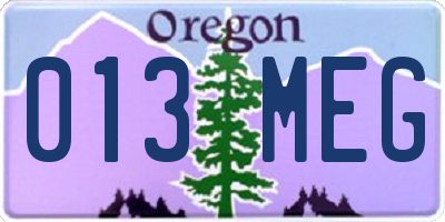 OR license plate 013MEG