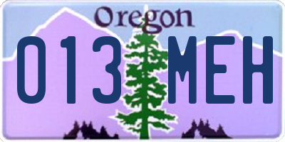 OR license plate 013MEH