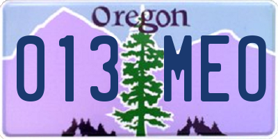 OR license plate 013MEO