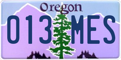 OR license plate 013MES