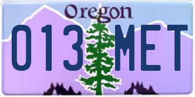 OR license plate 013MET