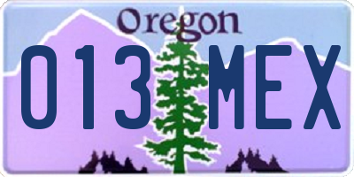 OR license plate 013MEX
