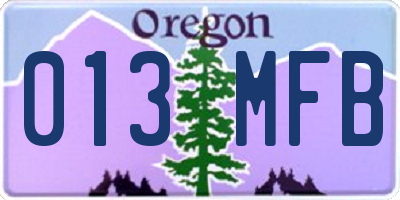 OR license plate 013MFB