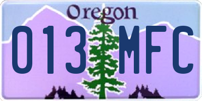 OR license plate 013MFC