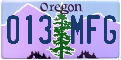 OR license plate 013MFG