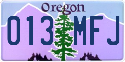 OR license plate 013MFJ