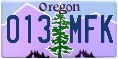 OR license plate 013MFK