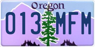 OR license plate 013MFM