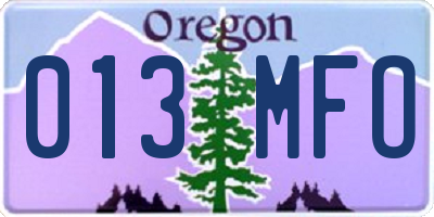 OR license plate 013MFO