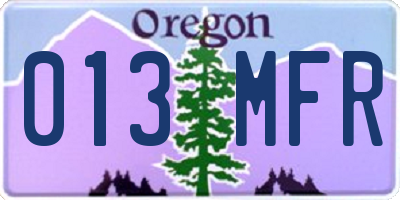 OR license plate 013MFR