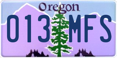 OR license plate 013MFS