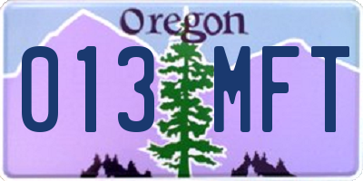 OR license plate 013MFT