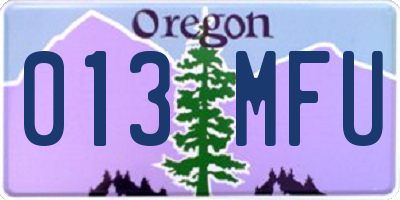 OR license plate 013MFU