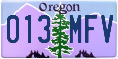 OR license plate 013MFV