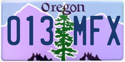 OR license plate 013MFX