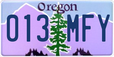 OR license plate 013MFY