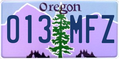 OR license plate 013MFZ